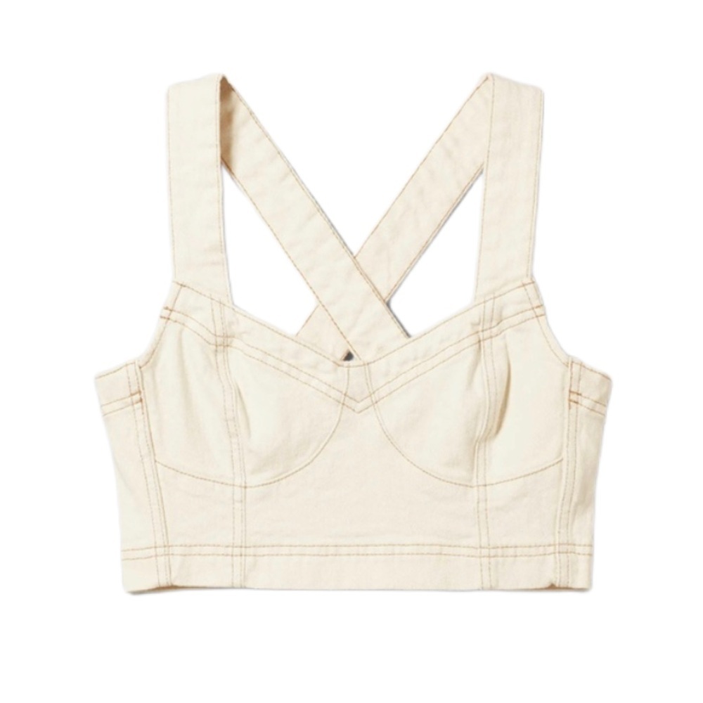 WEEKDAY cream denim crop top|36
